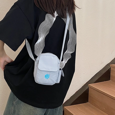 Mini Borsa a Tracolla Minimalista Urbana da Donna in Tessuto Composito Borsa per Cellulare Leggera Con Tracolla Regolabile Tinta Unita