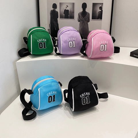 Sportliche Mini Umhängetasche Buchstaben Zahlen Druck Lässige Schultertasche Für Damen Kinder Reisen Leichte Verbundstoff Tasche