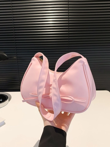 Bolso Hobo de Cuero PU para Mujer con Lazo Minimalista Color Sólido Bolso de Hombro de Axila Verano Casual Estilo Callejero
