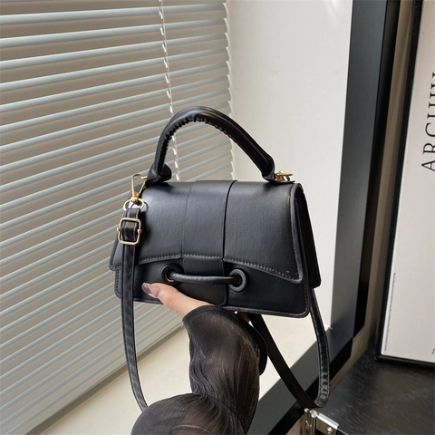 Borsa a Spalla da Donna in Pelle PU Minimalista Moda Coreana Piccola Borsa a Tracolla Quadrata Con Fibbia Decorativa Borsa Casual Quotidiana