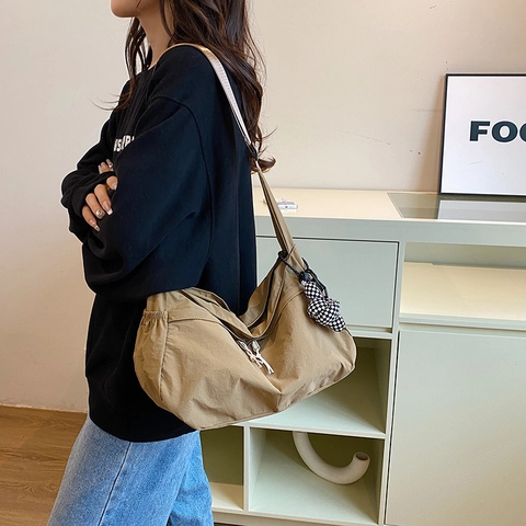 Women Large Capacity Oxford Cloth Crossbody Bag Casual Hobo Bag With Adjustable Strap Shoulder Tote Bag Fashion Daily Travel Handbag