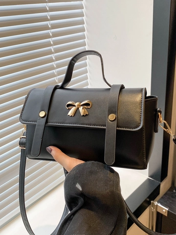 Damen PU Leder Kleine Quadratische Tasche Metall Bogen Gold Hardware Klappe Umhängetasche Handtasche Für Tägliche Arbeit Büro