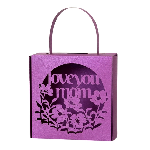 Scatola di Caramelle per la Festa della Mamma Tagliata al Laser in Carta Floreale Love You Mom Borsa Regalo