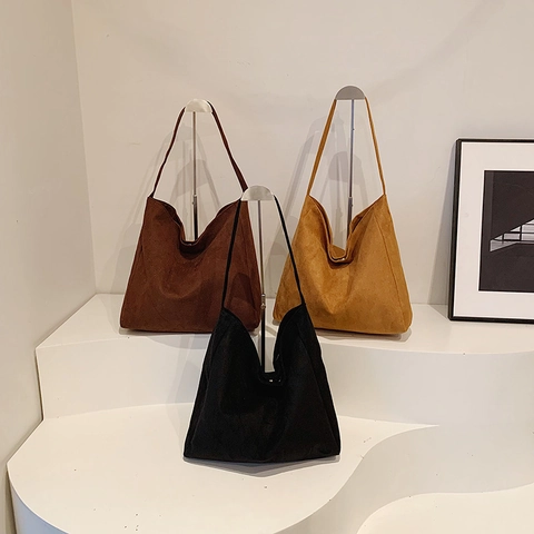 Große Kapazität Wildleder Tote Bag Minimalistische Pendler Umhängetasche Für Damen Vintage Weiche Hobo Handtasche Vielseitig