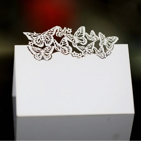 Marque-places en Papier Perlé Papillon Découpé au Laser pour Décoration Table Mariage Banquet Cartes Nom Cœur Articles de Fête