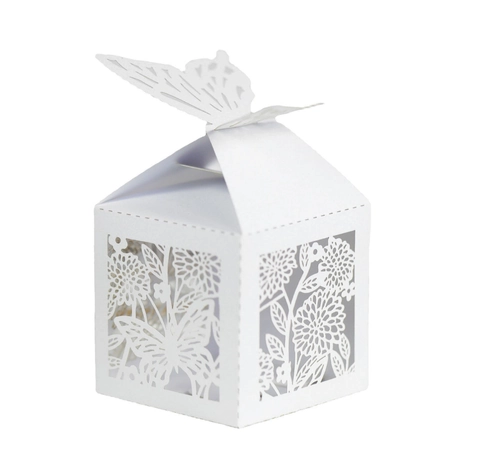 Europäische Lasergeschnittene Schmetterling Hohl Süßigkeitenschachtel Perlenpapier Hochzeit Party Geschenkbox Schokolade Verpackung
