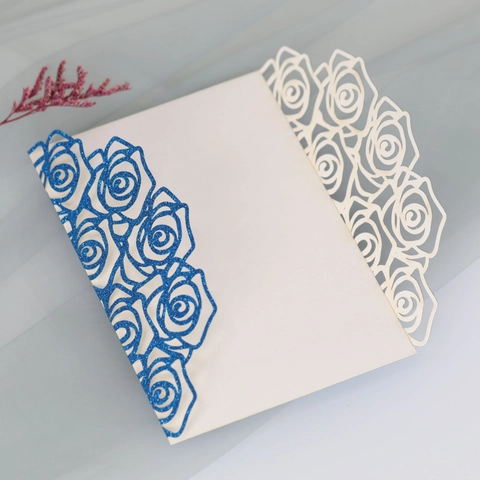 Buste per Biglietti d'Invito per Matrimonio a Forma di Rosa Tagliate al Laser Carta Perlata Glitterata Copertine per Inviti Intagliate per San Valentino Fidanzamento Festa Evento
