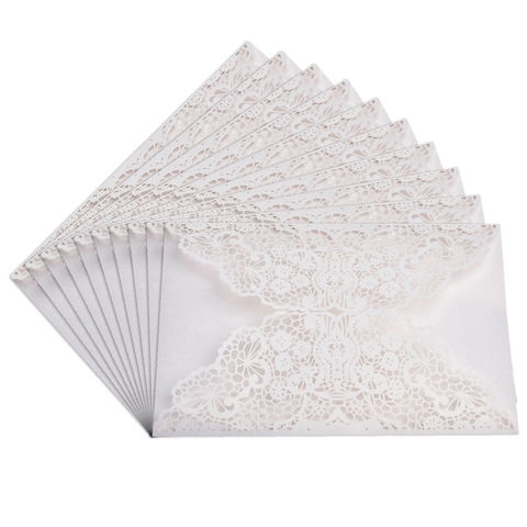 Invitaciones de Boda de Corte Láser Papel Perlado Patrón de Encaje Hueco Tarjetas de Felicitación para Fiesta Evento Compromiso Cumpleaños