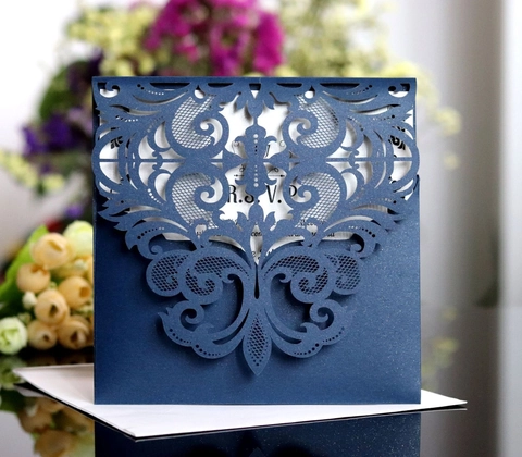 European Style Pearlescent Paper Laser Cut Wedding Invitations For Party Hotel Business Event Greeting Card Invitation Set