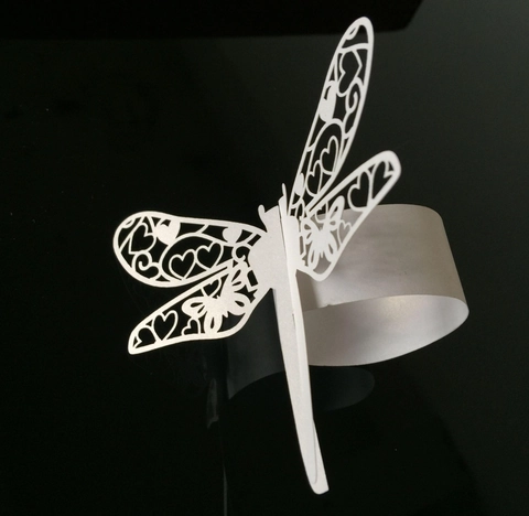 Laser Cut Pearl Paper Napkin Ring Hollow Butterfly Heart Design For Wedding Banquet Hotel Table Decor White Napkin Holder
