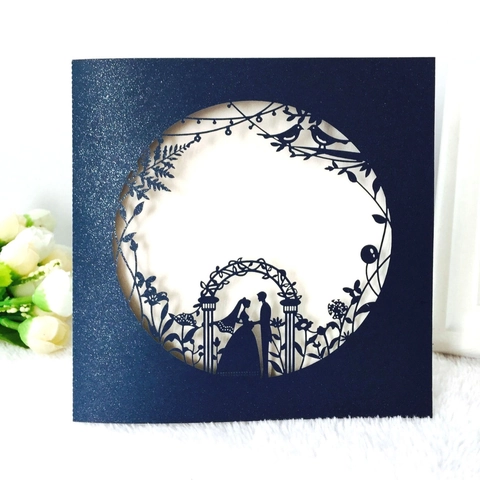 Elegant European Laser Cut Wedding Invitation Cards Pearlescent Paper Hollow Greeting Card With Blank Inner Sheets For Marriage Celebration Party