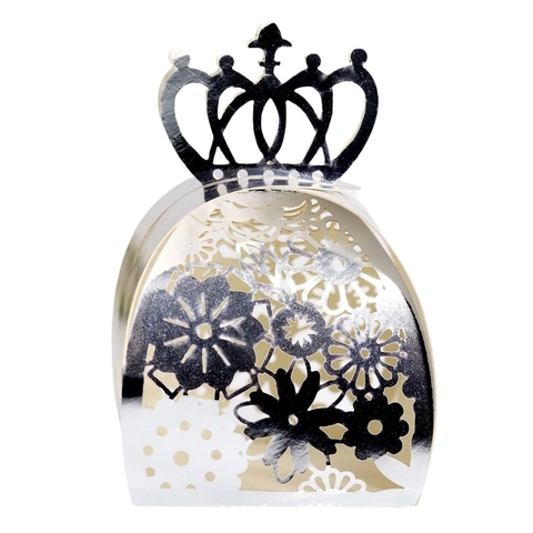 Crown Hollow Laser Cut Pearlescent Paper Candy Box Wedding Party Favor Gift Packaging Box Decorative Cake Paper Box