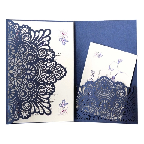 European Style Laser Cut Hollow Wedding Invitation Cards With Envelopes Pearlescent Paper Mandala Greeting Cards Banquet Party