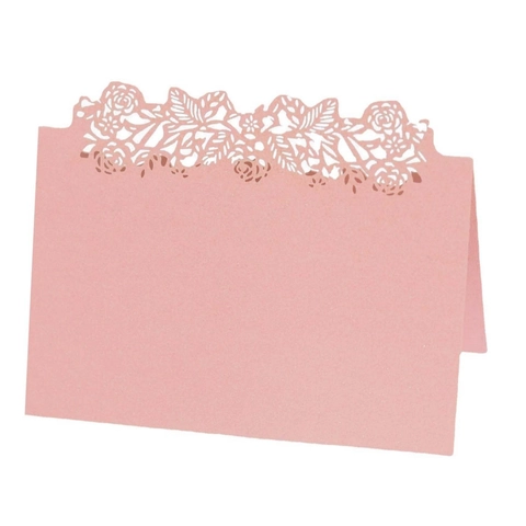 Laser Cut Rose Flower Pearlescent Paper Place Cards Wedding Table Name Cards For Banquet Festive Party Decorations