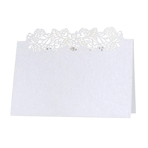 Marque-places de Mariage Ajourés au Laser Rose pour Décoration de Table de Banquet de Fête Cartes de Nom en Papier Nacré