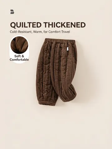 Meisjes Winter Warme Gewatteerde Broek Verdikte Winddichte Casual Broek Elastische Taille Effen Kleur Kinderen Thermische Broek