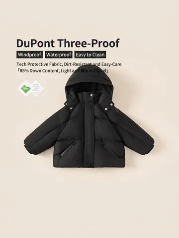 Doudoune à Capuche d'Hiver pour Filles Imperméable Coupe-vent en Duvet de Canard Blanc Manteau Rembourré pour Enfants
