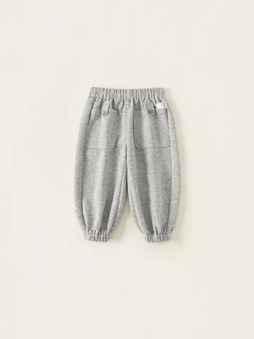 Kinder Casual Baumwollmischung Jogginghose Kleinkind Grau Joggers Mit Elastischem Bund Taschen Bündchen Hose Für Jungen Mädchen