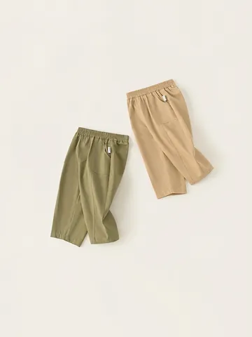 Boys Casual Cotton Pants Solid Color Elastic Waist Straight Leg Trousers Spring Autumn Fashion Kids Bottoms