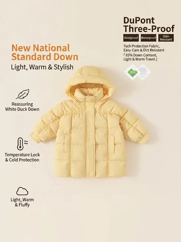 Kids Winter White Duck Down Jacket Hooded Waterproof Windproof Quilted Warm Outerwear Coat For Boys Girls Casual Clothes