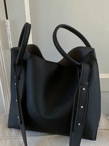 Dames PU Tote Bag Grote Capaciteit Met Kleine Tas Urban Simple Stitching Patchwork Emmer Schoudertas Crossbody Tas