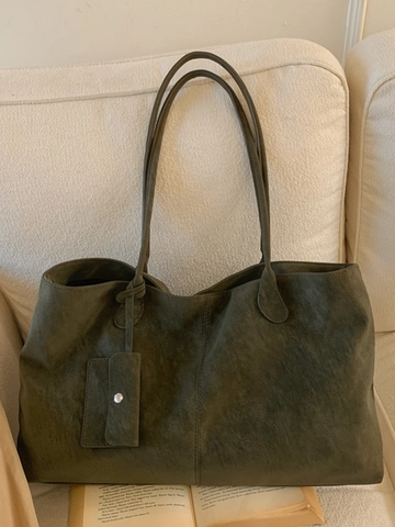 Borsa Tote in Pelle PU di Grande Capacità Retro in Stile Coreano Per Donna Borsa a Tracolla Minimalista Urbana Con Borsellino