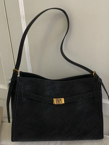 Retro Einfache Große Kapazität PU Leder Tote Bag Für Damen Vielseitige Pendeln Schulter Umhängetasche Mit Metallschnalle
