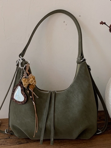 Sac Sous le Bras Rétro Grande Capacité pour Femmes Style Coréen Sac à Épaule en Cuir PU Sac Hobo de Travail