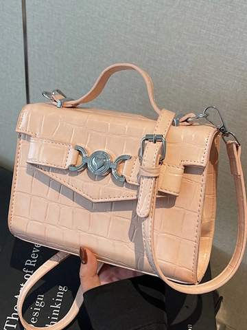 Vintage PU Leder Kleine Quadratische Tasche Für Damen Krokodilmuster Leopardenmuster Herzschließe Schulter Umhängetasche Handtasche