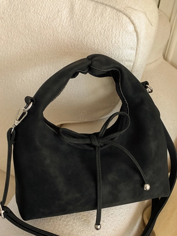 Women Retro PU Leather Shoulder Bag With Fashion Bow Tie Knotted Handle Minimalist Square Crossbody Handbag For Daily Commuting