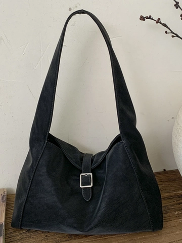 Sac Sous le Bras en Cuir PU pour Femmes Grande Capacité Rétro Minimaliste Sac à Épaule Avec Boucle Métallique pour Trajet