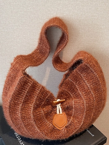 Borsa Hobo in Maglia Artistica di Nicchia da Donna Vintage con Bottone in Corno Grande Borsa a Tracolla per Pendolarismo