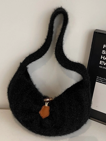 Borsa Hobo in Maglia Artistica di Nicchia da Donna Vintage con Bottone in Corno Grande Borsa a Tracolla per Pendolarismo