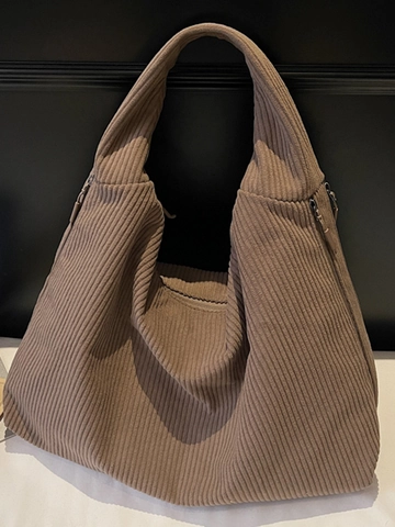 Damen Cord Tragetasche Große Kapazität Minimalistisch Koreanischer Stil Hobo Bag Lässige Pendler Schultertasche Weiche Retro Tasche