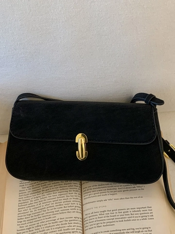 Bolso de Axila de PU para Mujer Minimalista Cuadrado de Hombro Con Cierre de Oro Estilo Retro Color Sólido Moda Bolso