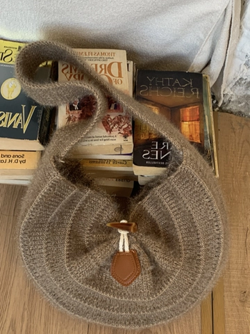 Borsa Sottobraccio in Maglia da Donna Grande Capacità Borsa a Spalla in Filato di Lana Morbida Borsa Hobo con Chiusura ad Alamaro