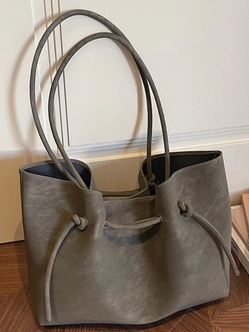 Bolso Tote de Cuero PU de Gran Capacidad para Mujer Bolso de Hombro Minimalista de Viaje Bolso de Axila Vintage con Detalle de Nudo