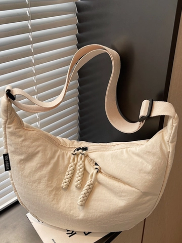 Borsa a Spalla Hobo in Tela di Grande Capacità per Donna Stile Coreano Borsa a Tracolla Casual a Mezzaluna Con Tracolla Regolabile