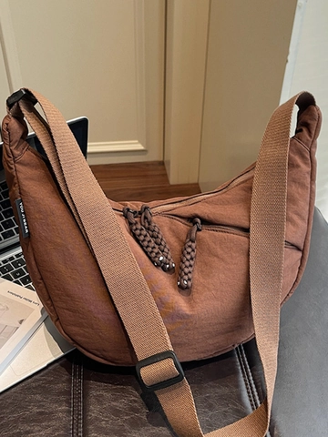 Borsa a Spalla Hobo in Tela di Grande Capacità per Donna Stile Coreano Borsa a Tracolla Casual a Mezzaluna Con Tracolla Regolabile