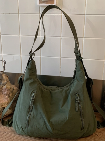 Bolso de Mano de Tela de Gran Capacidad para Mujer Minimalista Color Sólido Casual Bandolera Estudiante Hobo Viaje Diario