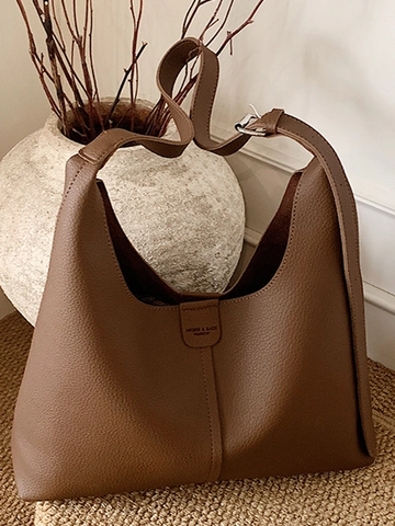 Bolso Tote de Mujer de Cuero PU con Grano de Lichi de Gran Capacidad Minimalista Hobo Bolso de Hombro Viaje Compras