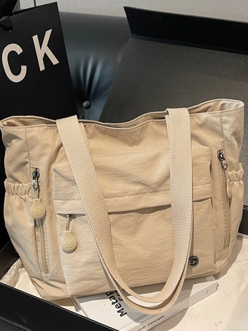 Borsa Shopping da Donna in Tela di Grande Capacità Semplice Multitasca Pendolare Borsa a Tracolla Versatile Casual Borsa a Mano