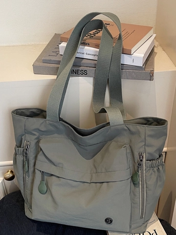 Borsa Shopping da Donna in Tela di Grande Capacità Semplice Multitasca Pendolare Borsa a Tracolla Versatile Casual Borsa a Mano