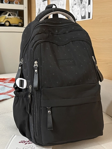 Frisse Sterrenprint Schoolrugzak Voor Meisjes Nylon Grote Capaciteit Reisrugzak Met Pluche Konijnenhanger Casual Campus Tas