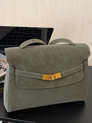 Sac Cabas Vintage en Cuir PU pour Femme Sac à Épaule Grande Capacité Avec Serrure en Métal Sac à Main Classique