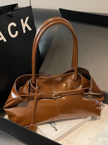 Nouveau Mode Simple Brillant Sac Sous le Bras en Cuir PU pour Femmes Grande Capacité Sac à Bandoulière Tote Simple Élégant Sac à Main Commuter