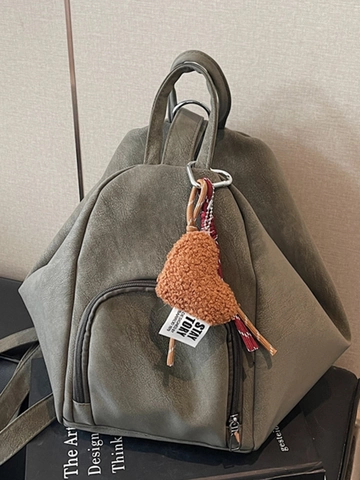 Retro PU Leder Tragetasche Große Kapazität Für Damen Vintage Urban Minimalistische Schultertasche Mit Herz Plüsch Hanger