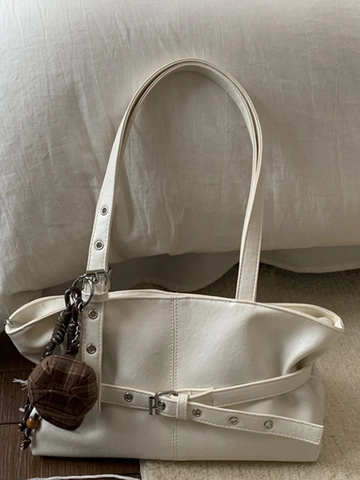 Bolso Tote de Cuero PU de Gran Capacidad Vintage para Mujer 2025 Bolso de Hombro Axila a la Moda Con Colgante de Sombrero