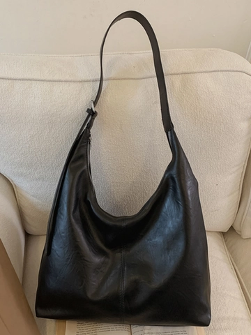 Große Kapazität PU Leder Tote Bag Minimalistisch Retro Hobo Schultertasche Für Damen Pendeln Casual Reise Handtasche