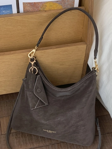 Borsa Tote Grande Capacità in Pelle PU Scamosciata Vintage per Donna Moda Hobo Borsa a Tracolla Con Pochette Coordinata